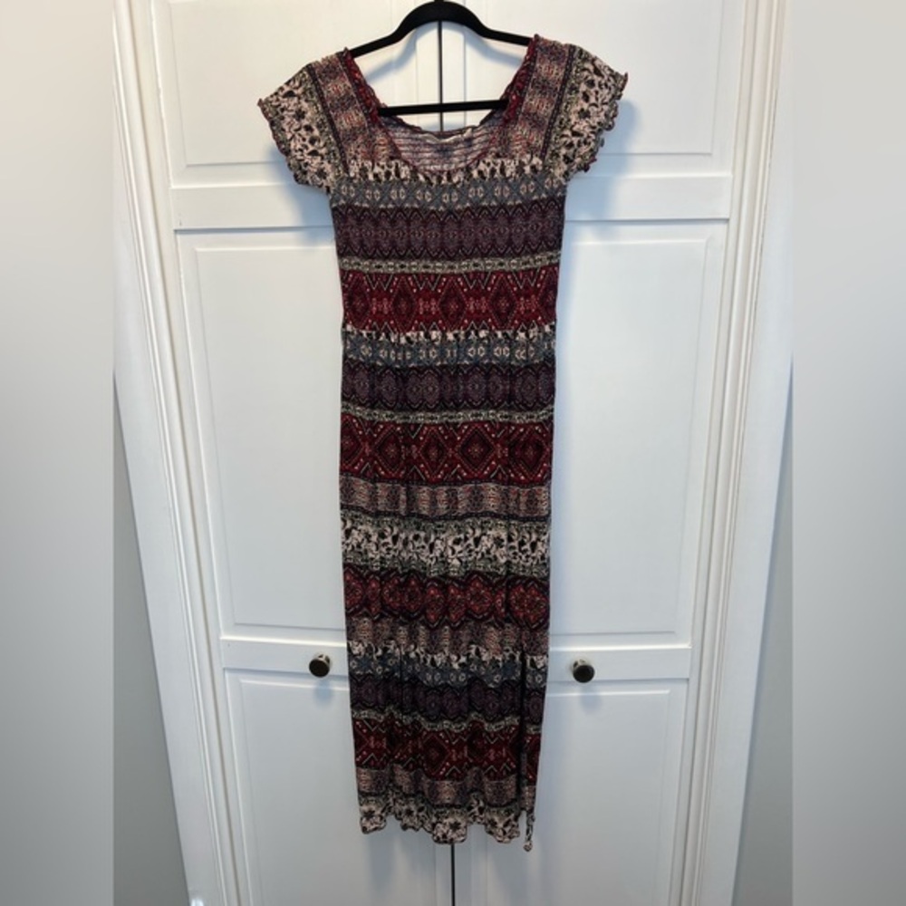 Soft Surroundings Smocked Macelo Print Maxi Dress Size Women’s Small Multicolor